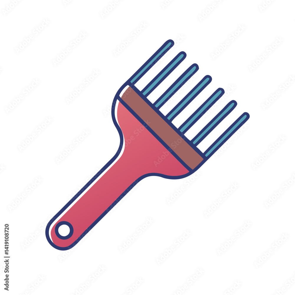Afro pick comb cartoon icon on black background Afro pick comb cartoon icon on black background