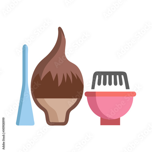 Spa tools on black background, flat vector illustration