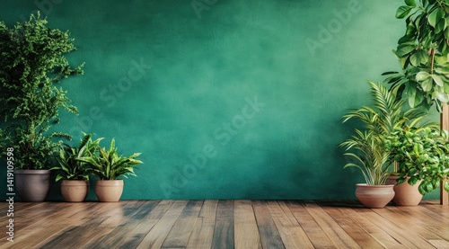 Fototapeta Naklejka Na Ścianę i Meble -  Green, earthy room with potted plants