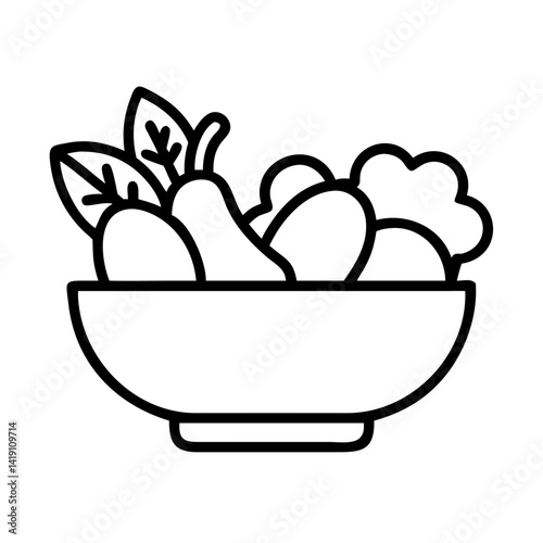 Bowl of fresh salad vector icon illustration healthy eating vegetarian food diet nutrition wellness 90