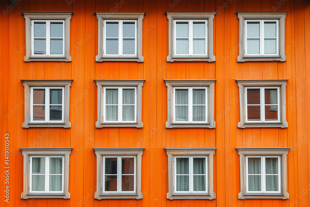 Fototapeta premium Modern Orange Brick Building with Multiple Windows
