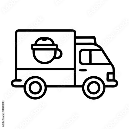 Coffee delivery truck vector illustration for mobile coffee shop and food truck business idea concept