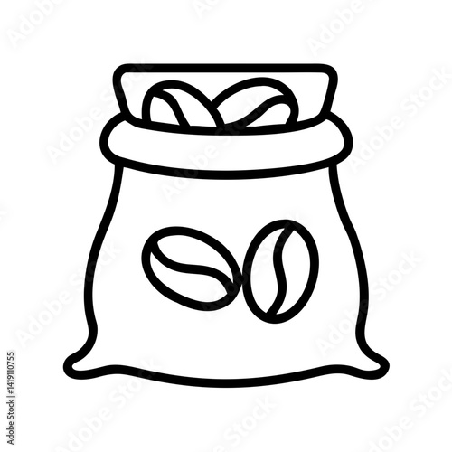 Coffee beans in a bag vector illustration for coffee shop logo or icon design template idea