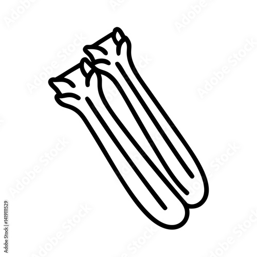 Vector outline illustration of fresh celery stalks for healthy eating and cooking ingredient ideas