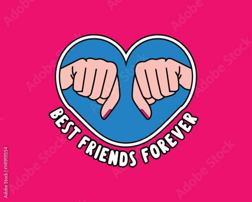 2d vector illustration card happy celebration day best friend forever design printable with lettering and design element 
