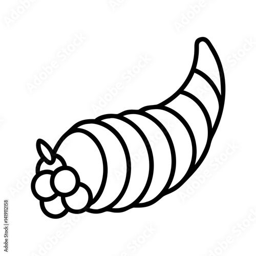 Download thanksgiving cornucopia vector art: outline drawing of horn of plenty with fruits and vegetables