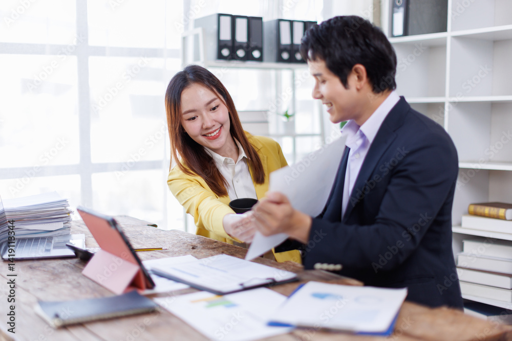 Financial Business team analyze the graph of the company's performance to create profits and growth, Market research reports and income statistics, Financial and Accounting concept. Financial Business team analyze the graph of the company's performance to create profits and growth, Market research reports and income statistics, Financial and Accounting concept.