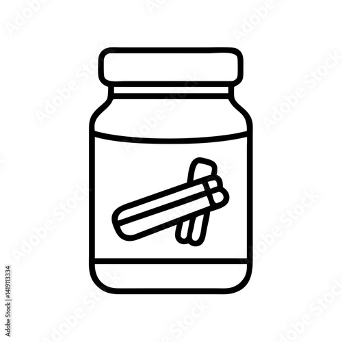 Cinnamon sticks in jar vector illustration for spice storage and cooking ingredient design element