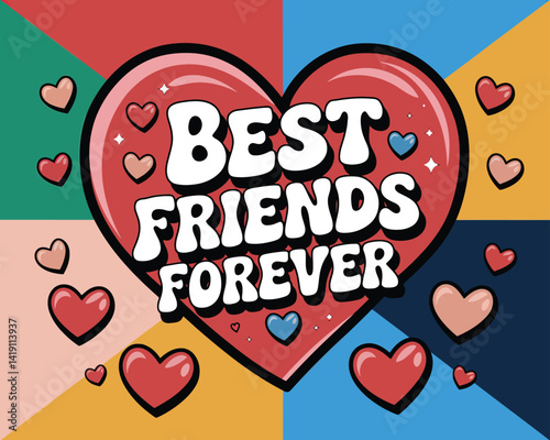 2d vector illustration card happy celebration day best friend forever design printable with lettering and design element 
