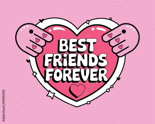 2d vector illustration card happy celebration day best friend forever design printable with lettering and design element 
