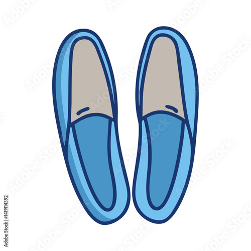 Cartoon Blue Slippers Isolated on Black Background Illustration