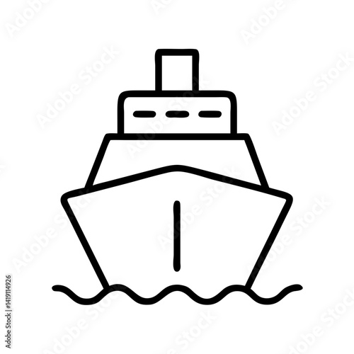 Cruise ship line art vector illustration for travel agency tourism and vacation design project