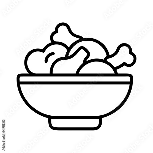 Bowl of chicken drumsticks vector illustration for food blog recipe and restaurant menu design element