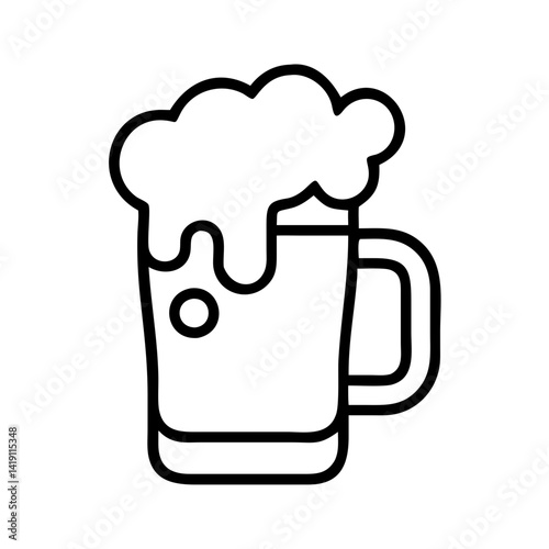 Beer mug with foam vector illustration for brewery pub bar drink menu and oktoberfest icon