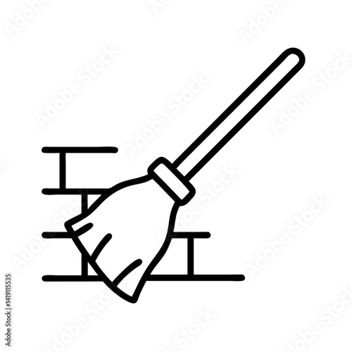 Find wall cleaning services broom icon vector illustration for home cleaning and maintenance