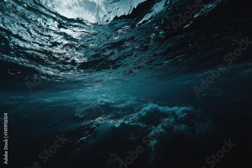 Underwater depths, dark blue ocean