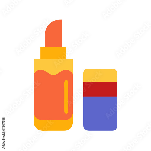 Modern Flat Design Lipstick Icon on Black Background