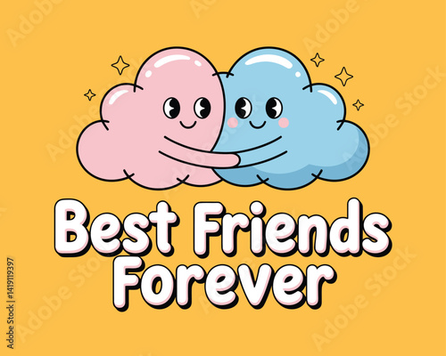 2d vector illustration card happy celebration day best friend forever design printable with lettering and design element 
