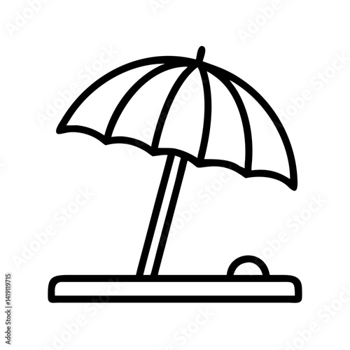 Beach umbrella vector icon summer vacation parasol sunshade holiday travel outline graphic design