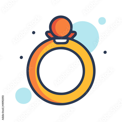 Modern icon illustration of a ring with gemstones