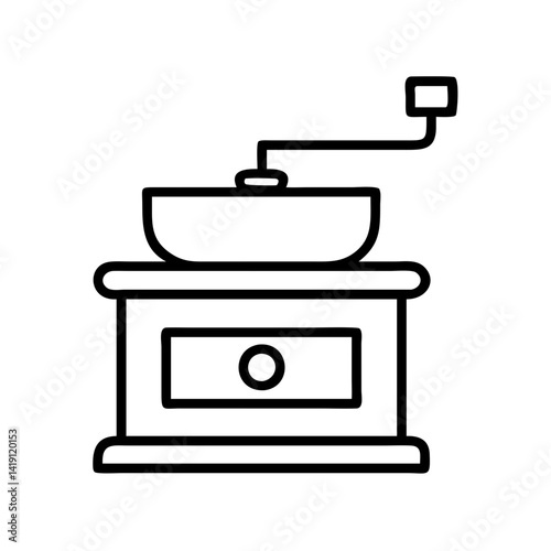Vintage coffee grinder illustration for coffee lovers and antique kitchenware enthusiasts design