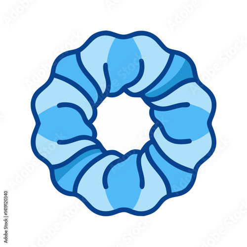 Blue scrunchie hair tie accessory icon illustration style