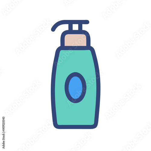 Turquoise Lotion Bottle Icon Illustration on Black Background