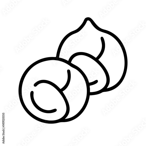 Vector illustration of hazelnuts outline style isolated on white background for design 90