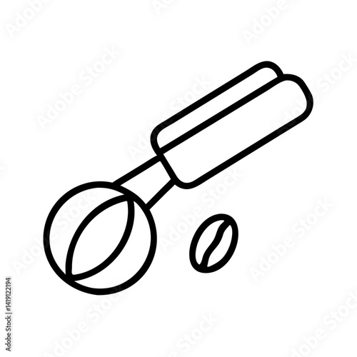 Vector illustration of coffee portafilter with coffee bean for cafe and barista use and design