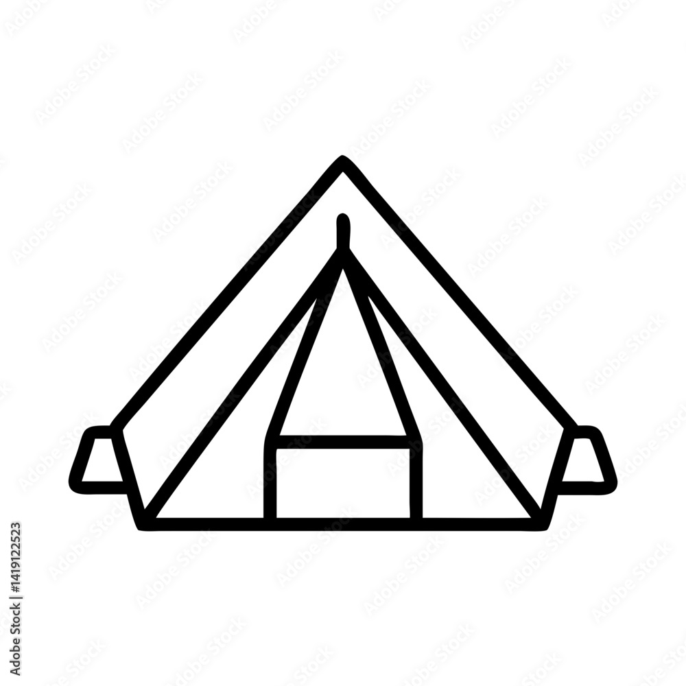 Camping tent vector icon for outdoor adventure and travel equipment rental service and design needs Camping tent vector icon for outdoor adventure and travel equipment rental service and design needs