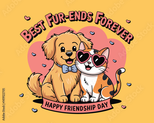2d vector illustration card happy celebration day best friend forever design printable with lettering and design element 
