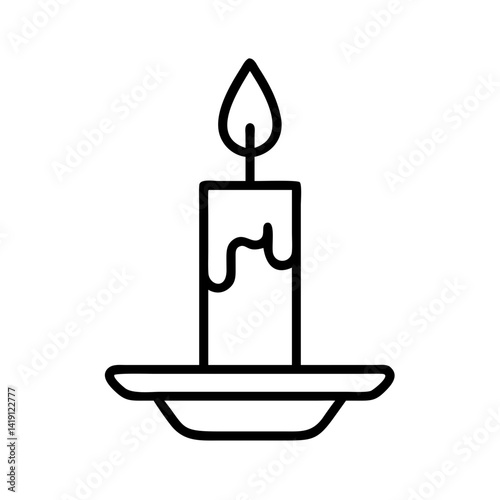 Vector graphic of candle with flame and wax drips for holiday decoration and celebration design