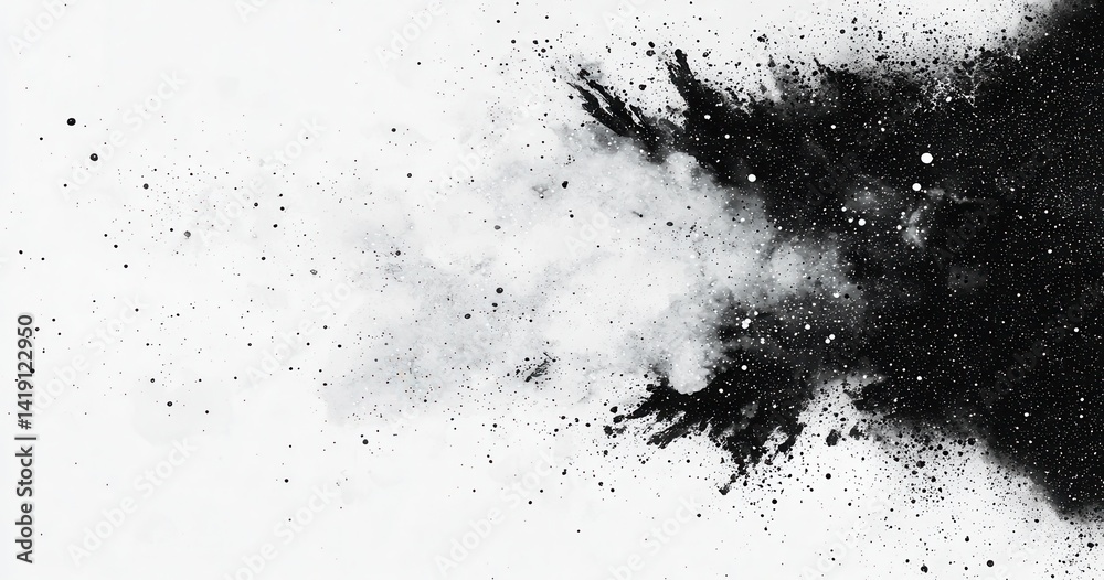 Fototapeta premium Abstract Black and White Paint Splash with Fine Grain and Texture