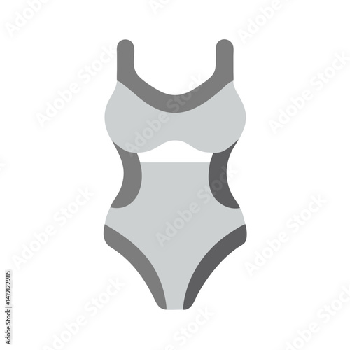 Grey one-piece swimsuit vector on black background image