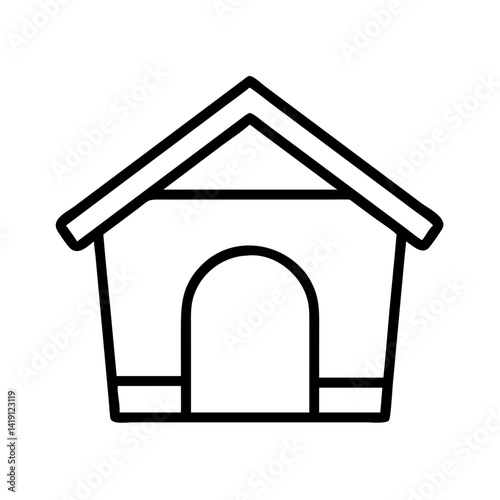 Dog house vector illustration, pet shelter outline drawing, simple kennel icon for animal lovers design