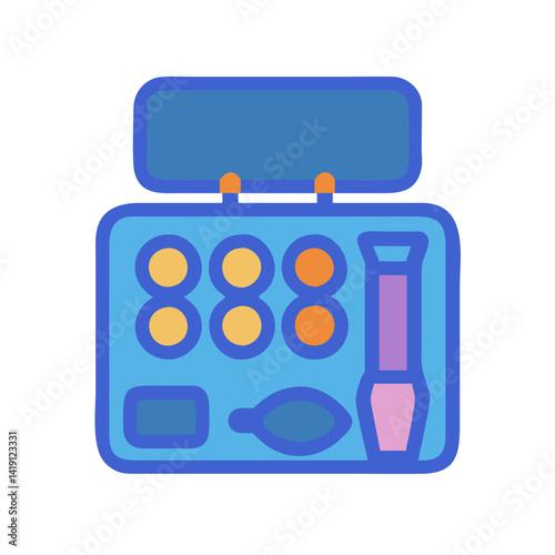 Colorful makeup palette and applicator icon illustration vector