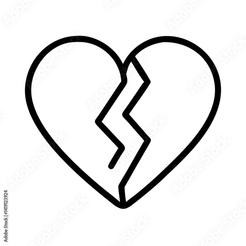 Broken heart vector icon design, love and relationship problems, heartbreak symbol illustration graphic