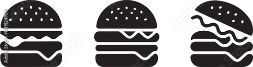 black and white vector illustration five minimalist hamburger icons