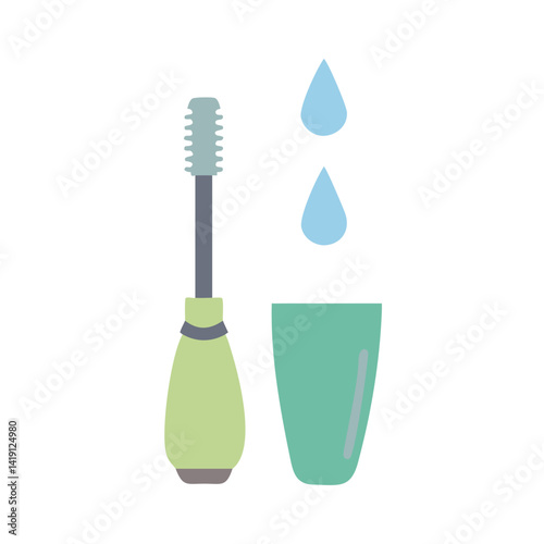 Mascara and drops vector illustration on a black background