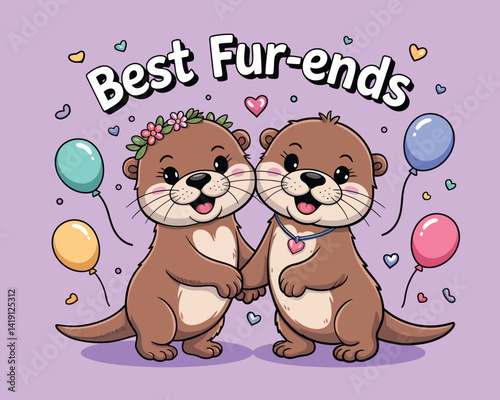 2d vector illustration card happy celebration day best friend forever design printable with lettering and design element 
