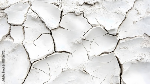 Abstract White Cracked Earth Texture Background