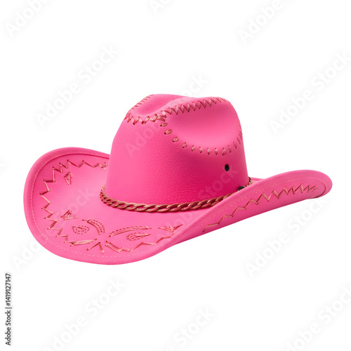 Pink Cowboy Hat: Design Details with Transparent Background