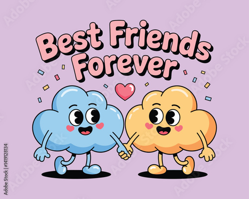 2d vector illustration card happy celebration day best friend forever design printable with lettering and design element 
