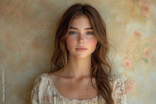Closeup portrait of woman with dry eczema on nose and lips in winter
