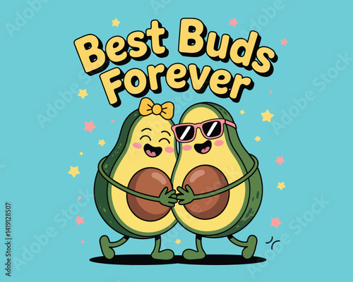 2d vector illustration card happy celebration day best friend forever design printable with lettering and design element 
