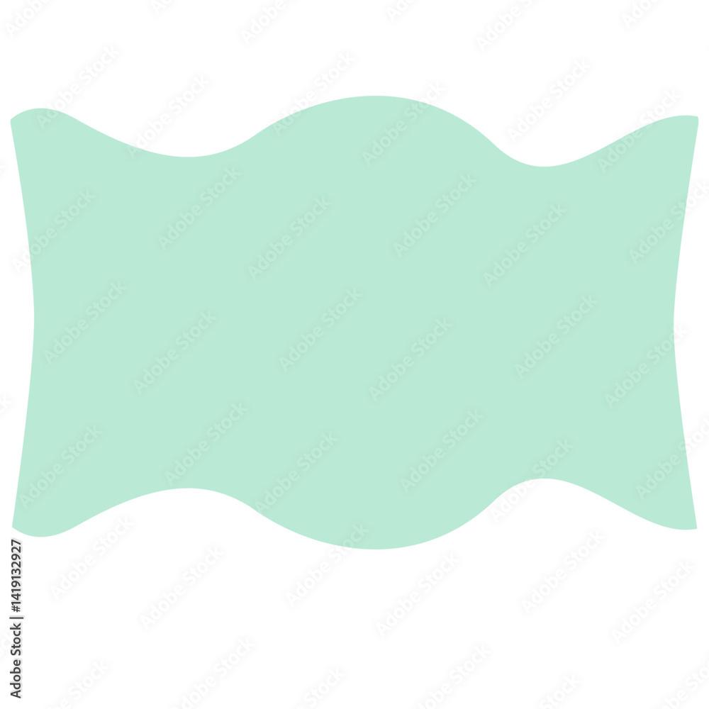 Fototapeta premium Simple wavy mint green shape ideal for labels, tags, or digital templates. Minimal design with soft curves. Perfect for creative projects, scrapbooks, and printable crafts.