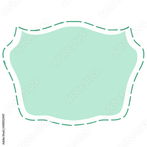 Pastel mint green label with decorative dashed border. Perfect for digital stickers, templates, tags, or scrapbook elements. Clean and simple design for creative and printable use.