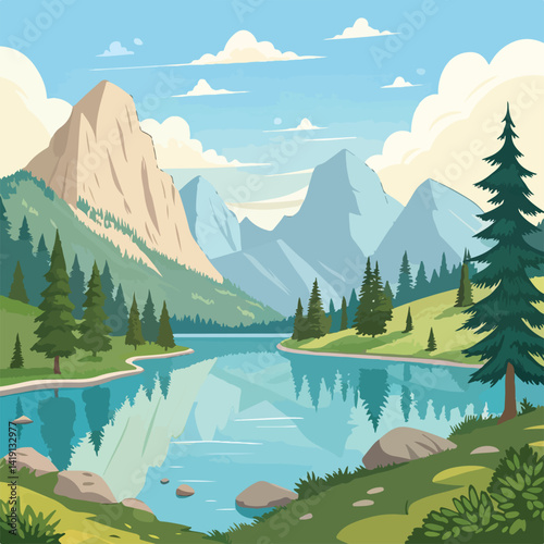 mountain landscape with lake