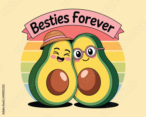 2d vector illustration card happy celebration day best friend forever design printable with lettering and design element 
