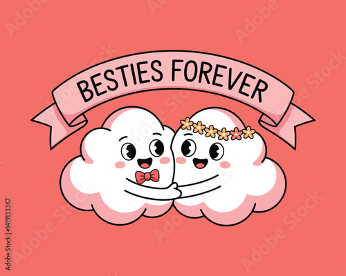 2d vector illustration card happy celebration day best friend forever design printable with lettering and design element 
